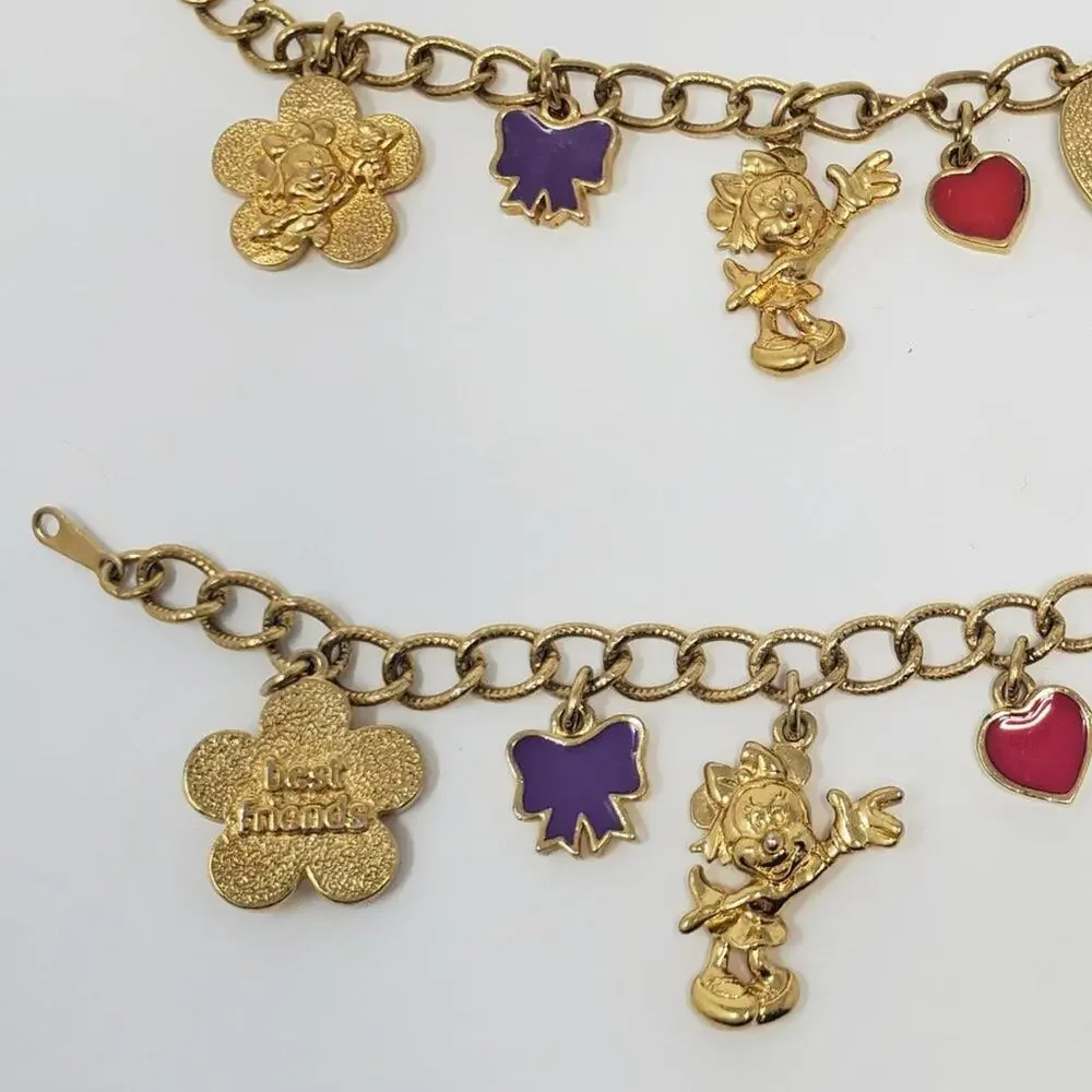 Disney Minnie Mouse Best Friend Charm Bracelet Set Vintage